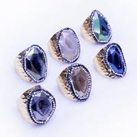 Agaat Finger Ring, Messing, met Agaat, plated, Verstelbare & mode sieraden & uniseks, meer kleuren voor de keuze, nikkel, lood en cadmium vrij, 25-35mmuff0c3-6mm, 5pC's/Lot, Verkocht door Lot