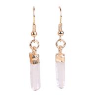 Clear Quartz Drop Earring with Brass gold color plated for woman nickel lead & cadmium free 30-45mm Sold By Pair