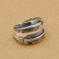 925 sterling zilver Manchet Finger Ring, gepolijst, Vintage, zilver, 7x4mm, Verkocht door PC