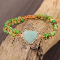 Gemstone Woven Ball Bracelets Natural Stone Heart plated fashion jewelry & for woman 16-30cm Sold By Strand