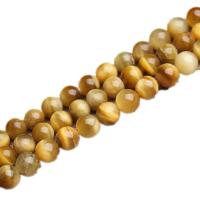 Tiger Eye Beads, Runde, sand blast, du kan DIY & forskellig størrelse for valg, gul, Solgt af Strand