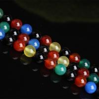 Prirodni Rainbow ahat perle, Rainbow Agate, Krug, uglađen, možete DIY & različite veličine za izbor, multi-boji, Prodano By Strand