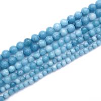 Perles en marbre naturel, marbre teint, Rond, poli, DIY & normes différentes pour le choix, bleu, Vendu par brin