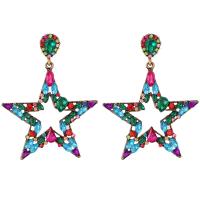 Zinc Alloy Drop Earrings Star plated for woman & with rhinestone Sold By Pair