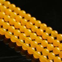 Natural Yellow Agate Beads Round polished DIY yellow Sold By Strand