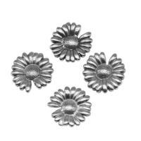 Nehrđajućeg čelika Nakit cabochon, Nehrđajući čelik, Cvijet, srebrne boje pozlaćen, 14x14x2mm, Približno 100računala/Torba, Prodano By Torba