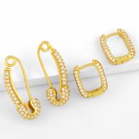Cubic Zirconia Micro Pave Brass Earring fashion jewelry & micro pave cubic zirconia Sold By Pair