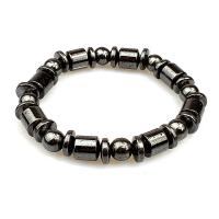Hematiet Armband, mode sieraden & elastische & DIY & met magnetische, zwart, 190x8mm, Per verkocht Ca 7.5 inch Strand