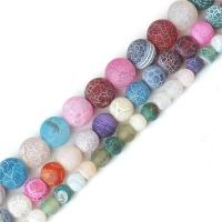 Natural Effloresce Agate Beads Round DIY & frosted multi-colored Sold By Strand