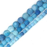Natural Effloresce Agate Beads Round DIY & frosted blue Sold By Strand