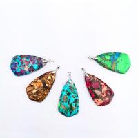 Turquoise Pendant with Zinc Alloy silver color plated DIY nickel lead & cadmium free Sold By Bag