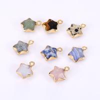 Gemstone Pendants Jewelry Natural Stone with Zinc Alloy Star gold color plated DIY nickel lead & cadmium free Sold By Bag