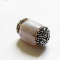 Natural Crackle Agate Beads with Rhinestone plated fashion jewelry & DIY Sold By Bag