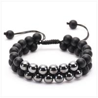 Gemstone Woven Ball Bracelets Abrazine Stone with Iron Rock Adjustable & fashion jewelry Sold By Strand
