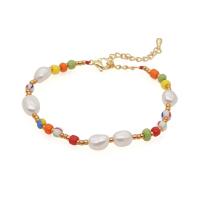 Freshwater Cultured Pearl Bracelet Freshwater Pearl with Glass Beads & Stainless Steel for woman multi-colored Sold Per 8.66 Inch Strand