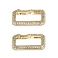 Brass Snap Clasp Square gold color plated micro pave cubic zirconia nickel lead & cadmium free Sold By PC