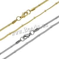 Stainless Steel Chain Necklace gold color plated 1.5mm Length Approx 19.5 Inch Sold By Lot