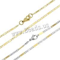 Stainless Steel Chain Necklace, plated, figaro chain, more colors for choice, 8x2x0.5mm, 4x2x0.5mm, Length:Approx 17.5 Inch, 10Strands/Lot, Sold By Lot
