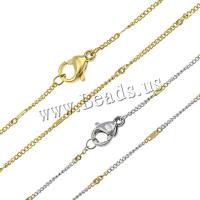 Stainless Steel Chain Necklace, plated, twist oval chain, more colors for choice, 3x1.5x0.2mm, 1.5x1x0.3mm, Length:Approx 18.5 Inch, 10Strands/Lot, Sold By Lot