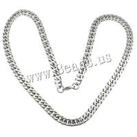 Stainless Steel Chain Necklace, curb chain, original color, 13x8x2mm, Length:Approx 23.5 Inch, 10Strands/Lot, Sold By Lot
