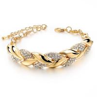 Zinc Alloy Bracelet gold color plated with rhinestone Length Approx 7.6 Inch Sold By Lot