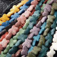 Perles de lave naturelle, lave volcanique, DIY, couleurs mélangées, 24mm, Vendu par brin