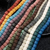 Perles de lave naturelle, lave volcanique, pilier, DIY, couleurs mélangées, 10mm, Vendu par brin