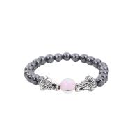 Magnetic Jewelry Bracelet Hematite with Night-Light Stone & Zinc Alloy fashion jewelry & Unisex black 190mm Sold Per Approx 7.5 Inch Strand