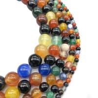 Naturlige regnbue Agate perler, Rainbow Agate, Runde, poleret, du kan DIY & forskellig størrelse for valg, flerfarvede, Solgt af Strand