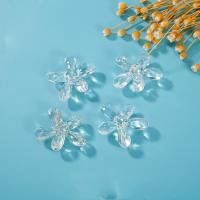 Transparent akryl perler, Flower, farverig forgyldt, du kan DIY, 36x39mm, 200pc'er/Bag, Solgt af Bag