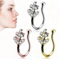 Stainless Steel Nose Piercing Jewelry Zinc Alloy Anchor plated for woman & with rhinestone nickel lead & cadmium free Sold By Lot