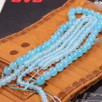 Natural Blue Agate Beads Round polished DIY blue Sold By Strand