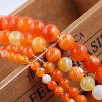 Natural Lace Agate Beads Round polished DIY reddish orange Sold By Strand