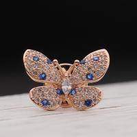 Fashion Brooch Jewelry Brass Butterfly plated micro pave cubic zirconia & for woman nickel lead & cadmium free Sold By PC