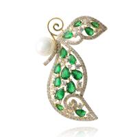 Fashion Brooch Jewelry Brass with Plastic Pearl plated micro pave cubic zirconia & for woman & enamel nickel lead & cadmium free Sold By PC