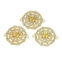 Zinc Alloy Connector Spider Web gold color plated with rhinestone Approx Sold By Bag