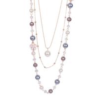 Mode-Multi-Layer-Halskette, Zinklegierung, mit Perlen, plattiert, keine, 930mm, verkauft von Strang