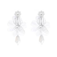 Crystal Earrings with Plastic Pearl Flower fashion jewelry & for woman Crystal 68.50mm Sold By Pair