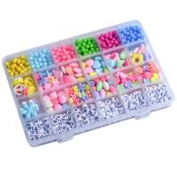 Crianças DIY Cadeia Beads setembro, acrilico, Rhombus, para crianças, cores misturadas, 190x130x19mm, vendido por box