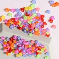 Alfabet Akryl perler, Heart, malede, du kan DIY, blandede farver, 7mm, 500G/Bag, Solgt af Bag