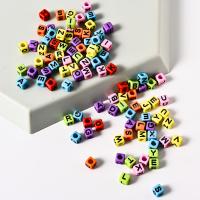 Alfabet Akryl perler, Runde, du kan DIY & forskellig størrelse for valg & emalje, blandede farver, Solgt af Bag