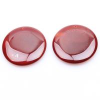 Red Achát Přívěsky, Flat Round, lesklý, DIY, červený, 7x50mm, Prodáno By PC