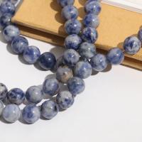 Gemstone šperky Korálky, Blue Speckle Stone, Kolo, lesklý, DIY & různé velikosti pro výběr, modrý, Prodáno By Strand
