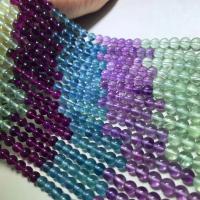 Fluorit Beads, Farverige Fluorite, Runde, poleret, du kan DIY & forskellig størrelse for valg, flerfarvede, Solgt af Strand