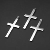 Colgantes Cruz de Acero Inoxidable, Cruces, chapado en color de plata, 32x18x1mm, Vendido por UD