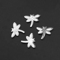Roestvrij staal cabochons, Dragonfly, silver plated, 12x14x1mm, Verkocht door PC