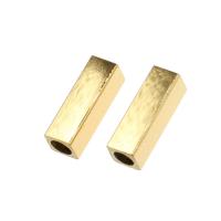 Grânulos de tubo de latão, cobre, Retângulo, cromado de cor dourada, 10x5x5mm, vendido por PC