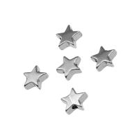 Perlas de acero inoxidable, Estrella, chapado en color de plata, 7x7x3mm, Vendido por UD