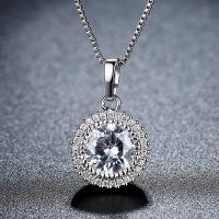 Cubic Zircon Micro Pave Brass Necklace Round plated micro pave cubic zirconia Sold By PC
