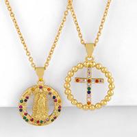 Cubic Zircon Micro Pave Brass Necklace Round plated micro pave cubic zirconia Sold By PC